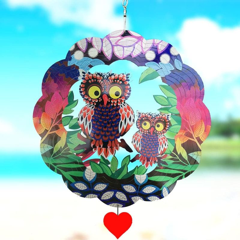 Photo 1 of Owl Wind Spinners for Yard and Garden Art Ornaments Outdoor 3D Stainless Steel Metal Wind Sculptures & Spinners Decorations Kinetic Hanging Decor Gifts Clearance for Outside Indoor Backyard Patio
