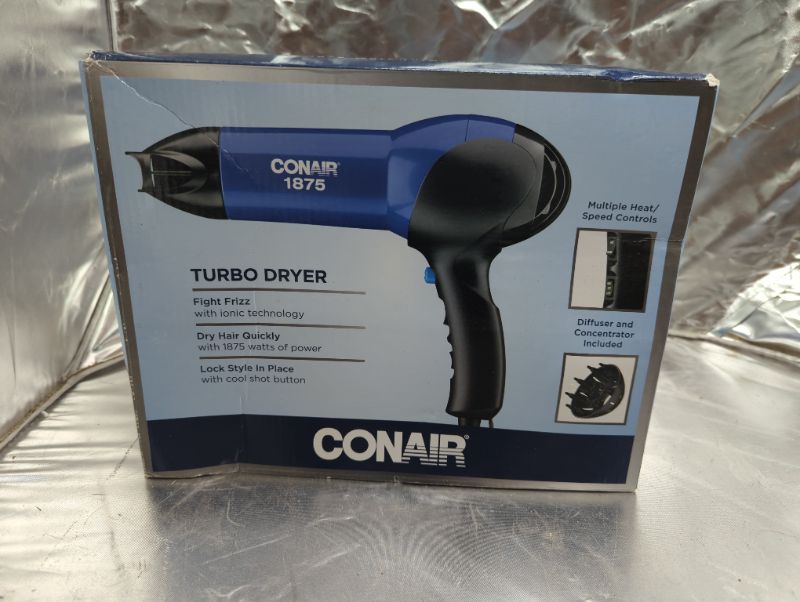 Photo 2 of Conair 1875 Watt Turbo Hair Dryer, Blue/Black
