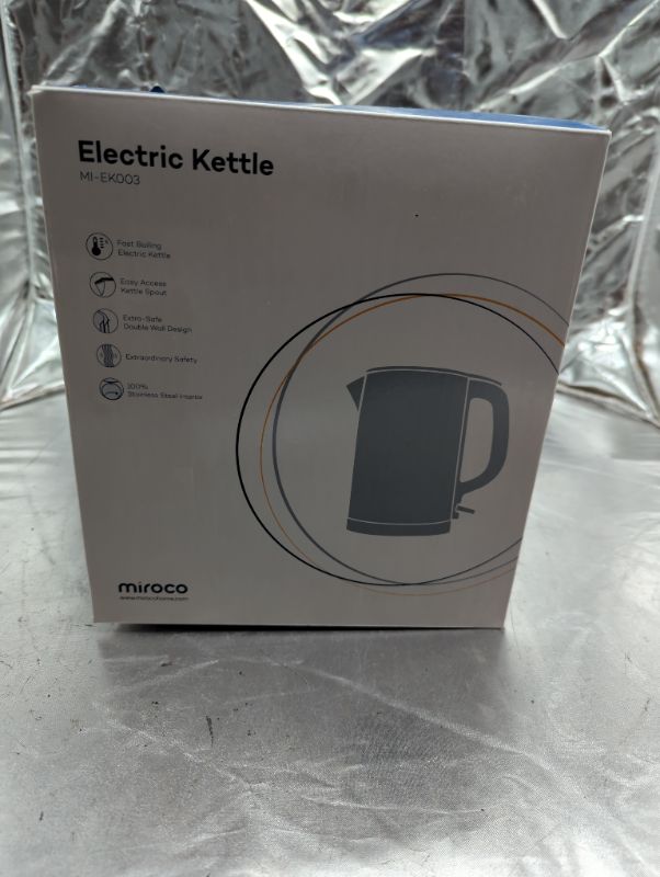 Photo 2 of Electric Kettle, miroco 1.5L Double Wall 100% Stainless Steel BPA-Free Cool Touch Tea Kettle, Black
