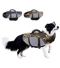 Photo 1 of KOESON Dog Life Jacket, Camo Ripstop Dog Life Vest for Swimming, Reflective Pet Safety lifejacket for Dogs with Rescue Handle, Dog Life Preserver Swimsuit for Small Medium Large Dogs (Camo, XXL)
