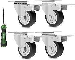 Photo 1 of Arinbow 4inch Caster Wheels Swivel Plate Casters with Brakes, Swivel Rubber Heavy Duty Furniture Castors Rollers, Non-Marking Noiseless Wheels with Brakes, Pack of 4 (Black)
