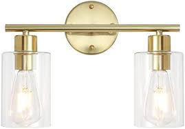 Photo 1 of Gold Bathroom Light Fixtures 2 Light Bathroom Vanity Light Fixtures with Clear Glass Shade Brushed Brass Sconces Wall Lighting Modern Wall Lights for Living Room Porch Bedroom Hallway Restroom
