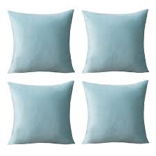 Photo 1 of Pack of 4 Velvet Pillow Covers, Soft Throw Pillow Cases 18 x 18 Couch Pillows for Home Decor (18×18, Blue)
