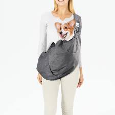 Photo 1 of Dog Cat Sling Carrier Adjustable Padded Shoulder Strap with Mesh Pocket for Outdoor Travel (Grey, L - 10 to 20 lbs)
