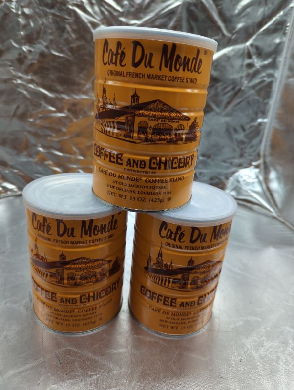 Photo 2 of Half a Dozen Cans (3 Cans) of Coffee Du Monde - 15 oz. cans Basic