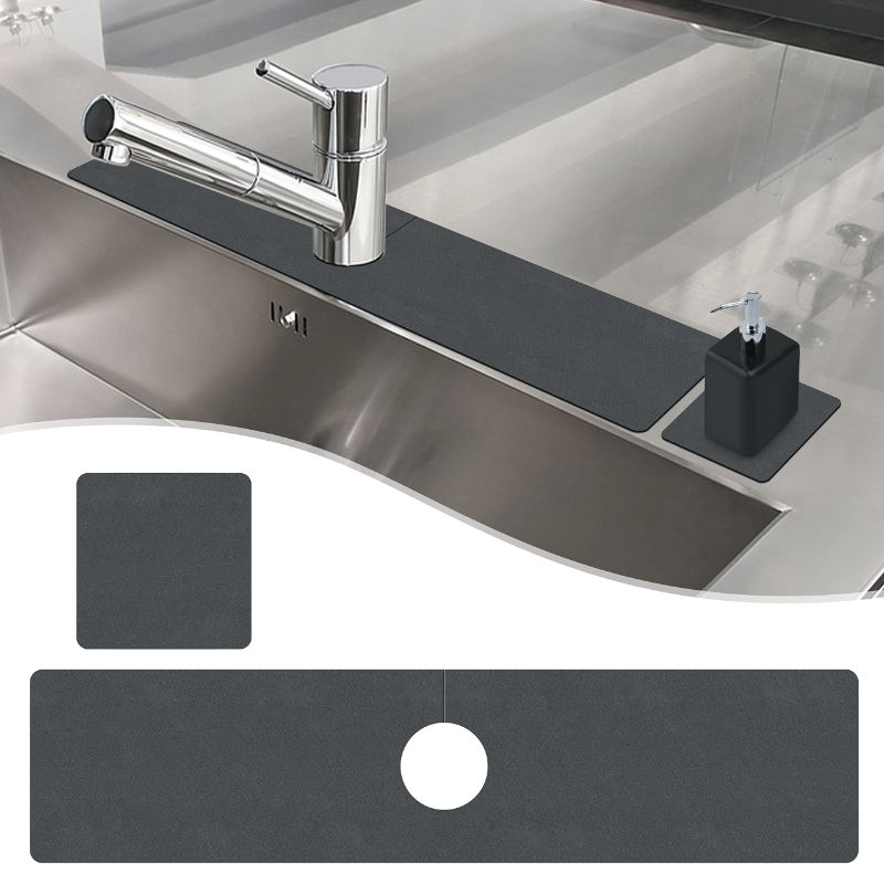 Photo 1 of Super Absorbent Modern Sink Splash Guard , Faucet Drip Catcher in Unique Extra Long Size , Dark Gray Splash Guard Blends with any Kitchen , BONUS: Drip Catcher Comes with Matching Soap Pad