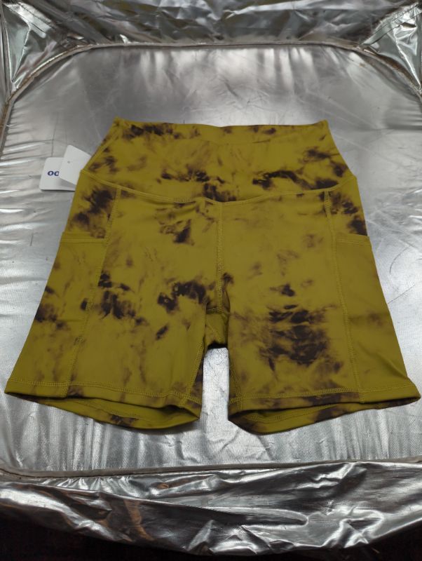 Photo 2 of Tazaqnoo Women's High Waist Shorts with Side Pockets - Size Small - Green Tie Dye