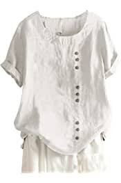 Photo 1 of Women's Crew Neck Short Sleeve Blouse Casual Tunic Tops T-Shirts - White - Size Large
