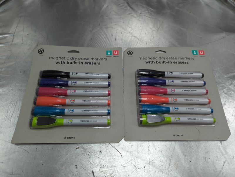 Photo 2 of U Brands 6ct Magnetic Dry Erase Markers with Eraser Cap - 2 Packs