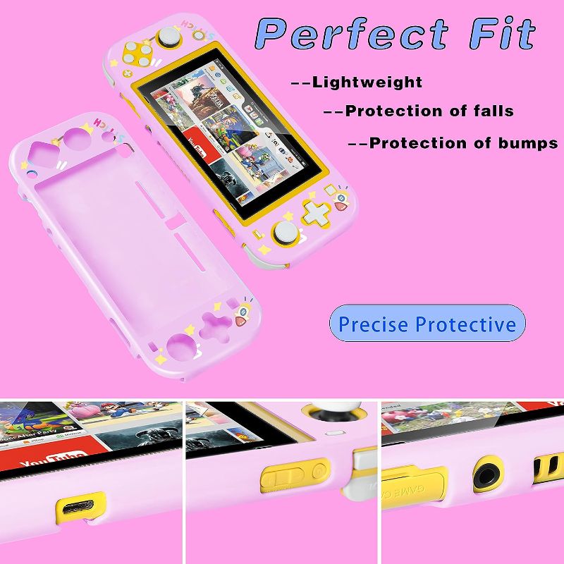 Photo 2 of Xinocy Cute Case for Nintendo Switch Lite 2019 Kawaii Cartoon Fun Funny Design Character Funny Cases Fashion Hard Shell Cover for Girls Kids Boys for Switch Lite,M Stitc
