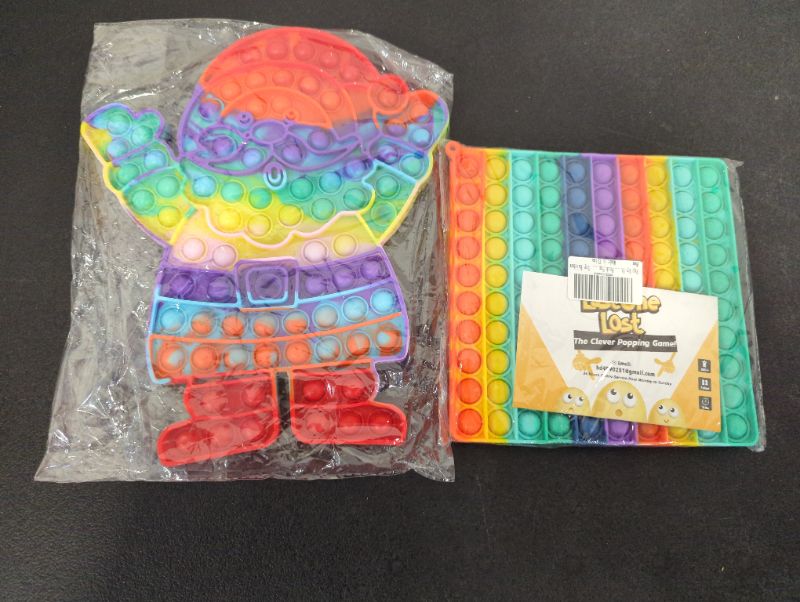 Photo 3 of 2 Pack Pop It Fidget Toys - Large Square Rainbow + Large Santa Rainbow