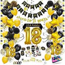 Photo 1 of 18th Birthday Black & Gold Birthday Decoration - Helium, Latex & Paper Confetti Balloons
