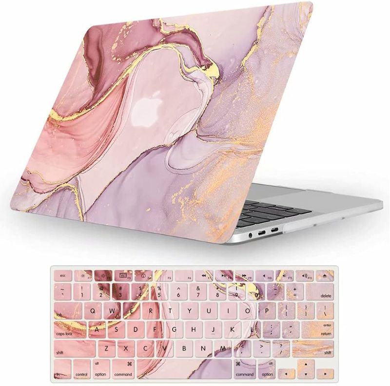 Photo 1 of Fancity Compatible with MacBook Air 13 inch Case 2020 2021 M1 A2337 A2179 A1932, Rubberized Hard Shell Protective Case & Keyboard Cover for Mac Air 13 with Touch ID (2018-2021), Pink Marble
