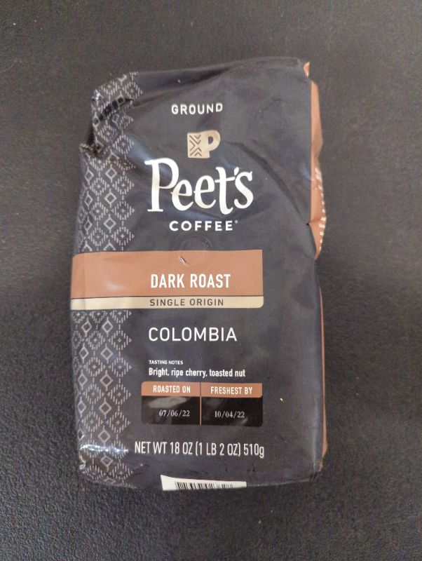 Photo 2 of Peet's Coffee, Dark Roast Ground Coffee - Single Origin Colombia 18 Ounce Bag