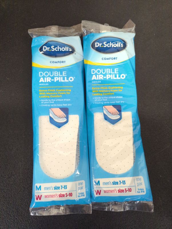 Photo 2 of Dr. Scholl’s Comfort Double Air-Pillo Insoles, Men’s Size 7-13, Women’s Size 5-10 - 2 Pack