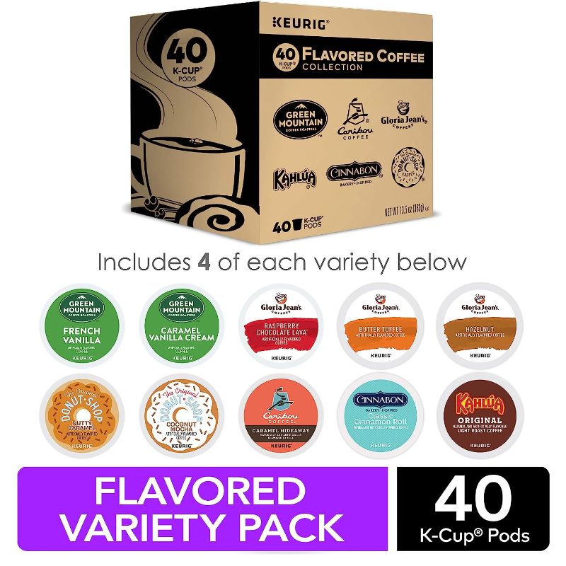 Photo 2 of Keurig Flavored Coffee Pods Collection Variety Pack, Single-Serve Coffee K-Cup Pods Sampler, 40 Count
