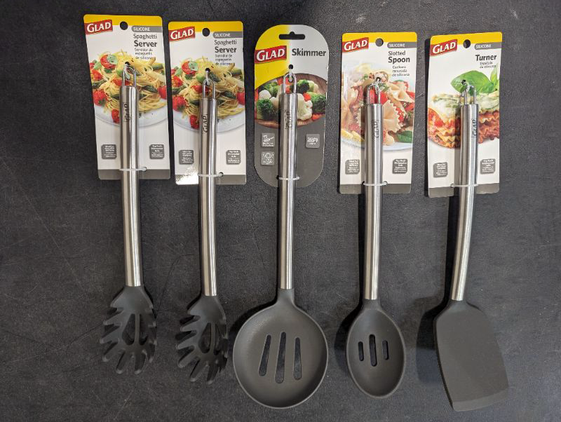 Photo 2 of GLAD - 5pcs Silicone Kitchen Cooking Utensils - Variety, see photos
