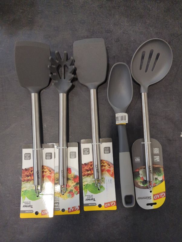 Photo 2 of GLAD - 5pcs Silicone Kitchen Cooking Utensils - Variety, see photos