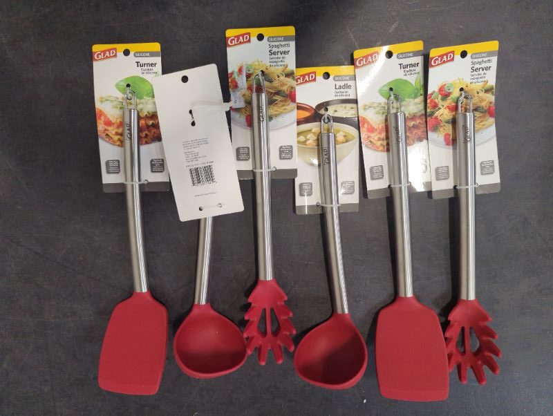 Photo 2 of GLAD - 6pcs Silicone Kitchen Cooking Utensils - Variety, see photos