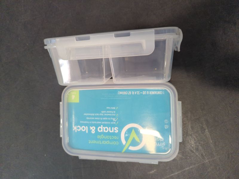 Photo 2 of Simply Done - Compartment Rectangle Snap & Lock Container w/Lid - 2pcs