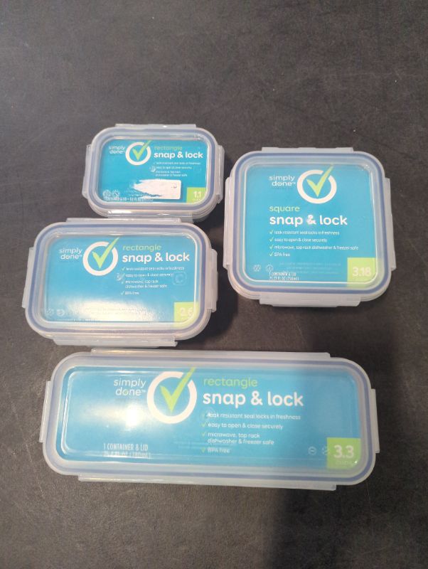 Photo 1 of Simply Done - 4pcs Containers + Snap & Lock Lids - Variety Sizes