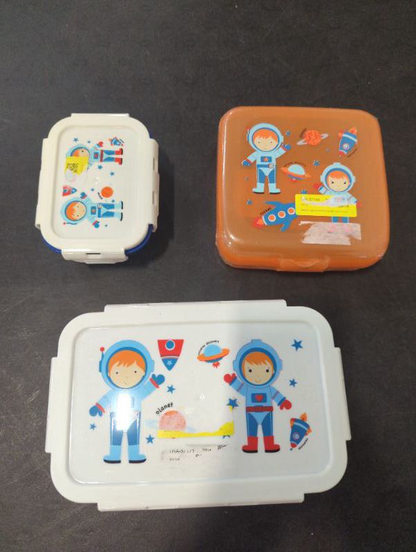 Photo 1 of 3pc Set - Food Storage Containers w/Snap & Lock Lids + Sandwich Pac - Space Adventure