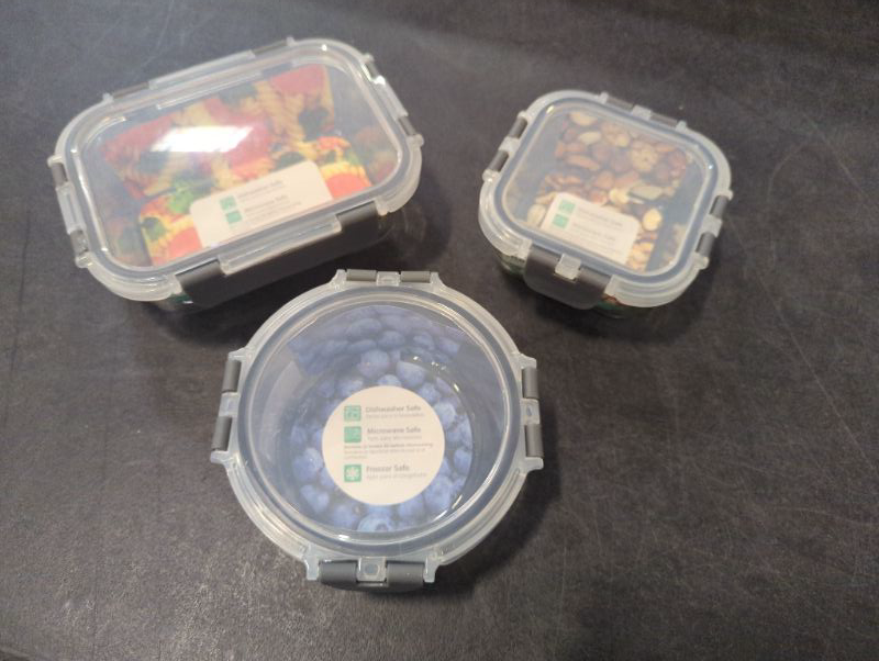 Photo 1 of Home Concepts - Glass Storage Container w/Snap Lock Lids - 3pcs + 3 Lids