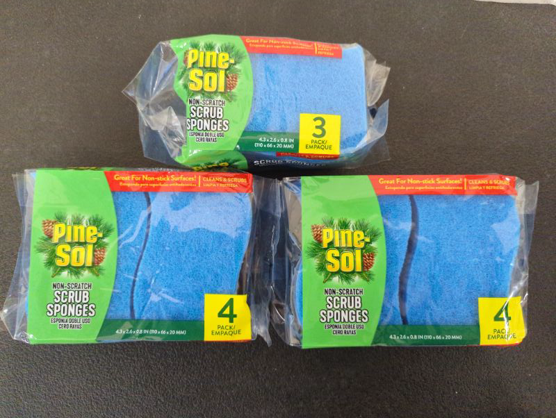 Photo 2 of Pine-Sol Non Scratch Scrub Sponges - Double Sided Dish Scrubber Safe for Nonstick Cookware - Kitchen Essentials for Dishwashing and Cleaning, 4 Pack, Blue