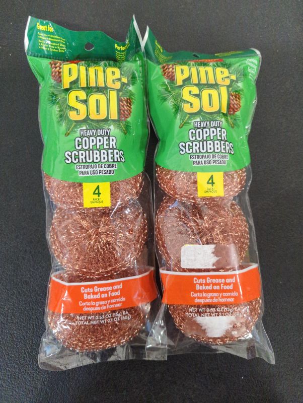 Photo 2 of Pine-Sol Heavy-Duty Copper Scrubbers | Premium Scrub Sponges for Cast Iron, Stainless Steel, Oven Racks, Grills, 4 Pack Copper 4 Pack