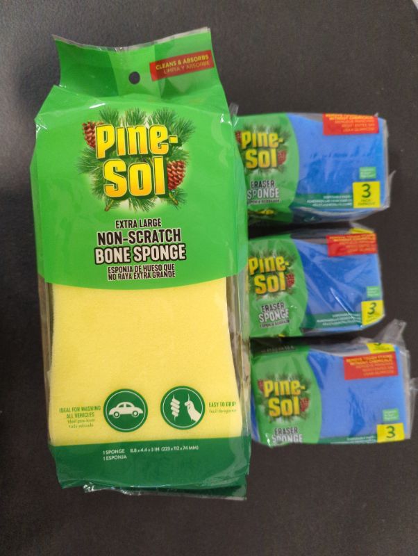 Photo 1 of Pine Sol - Three 3-Pack Eraser Sponges + 2 Extra Large Non-Scratch Bone Sponge