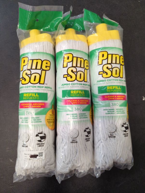 Photo 2 of 3 Pack - Pine Sol Jumbo Cotton Mop Refill