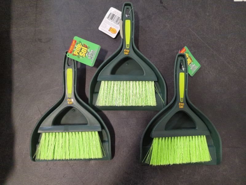 Photo 2 of Pine-Sol Mini Dustpan and Brush Set | Nesting Snap-On Design | Portable, Compact Dust Pan and Hand Broom for Cleaning, Green - 3 Pack