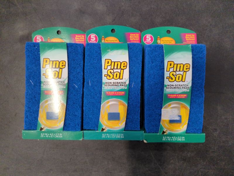 Photo 2 of Pine-Sol Non Scratch Scouring Pads - Household Scrubbing Tool for Cleaning Nonstick Cookware and Surfaces - 5 Pack - 3 Packs/5 Per Pack