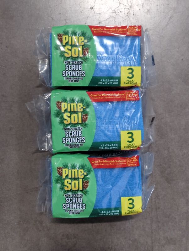 Photo 2 of Pine-Sol Non Scratch Scrub Sponges - Double Sided Dish Scrubber Safe for Nonstick Cookware - Kitchen Essentials for Dishwashing and Cleaning, 3 Pack - 3 Packs/3 Per Pack