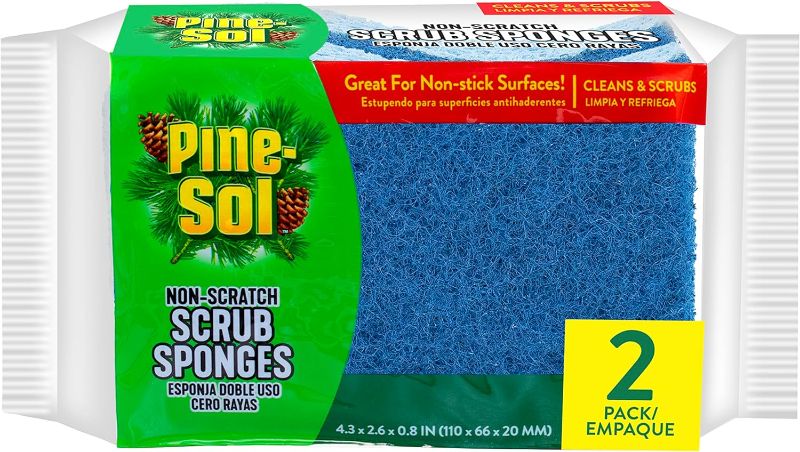 Photo 1 of Pine-Sol Non Scratch Scrub Sponges - Double Sided Dish Scrubber Safe for Nonstick Cookware - Kitchen Essentials for Dishwashing and Cleaning, 2 Pack - 4 Packs/2 Per Pack