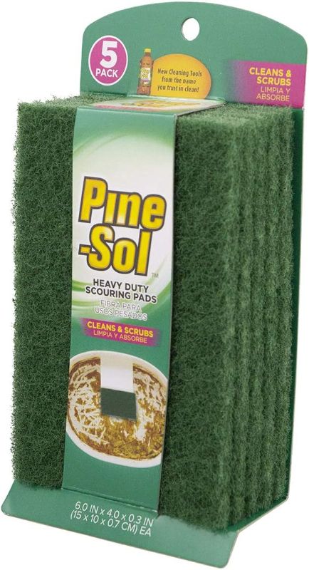 Photo 2 of Pine-Sol Non-Scratch Scouring Pads – Pack of 2, Metallic Household Cleaning Scrubbers, Safe with Nonstick Cookware + Pine-Sol Heavy Duty Scouring Pads - Household Scrubbing Tool for Cleaning Tough Messes, Grills, and Oven Racks - 5 Pack
