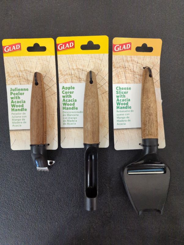 Photo 1 of GLAD - Kitchen Utensils Bundle - with Acacia Wood Handles - 3PCS, see photo