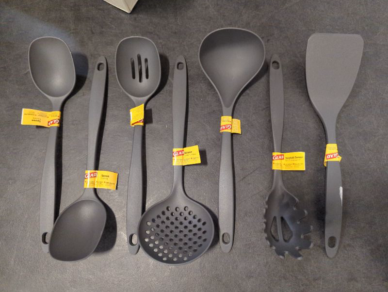 Photo 1 of Glad Cooking Kitchen Utensils Set – 7 Pieces, Nylon Tools for Nonstick Cookware, Gray - Variety, see photo
