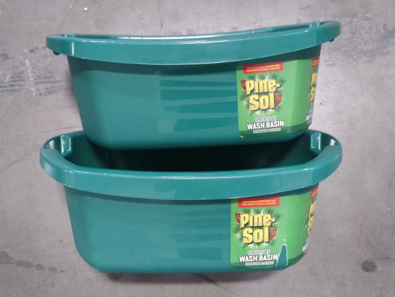 Photo 2 of 2 Pack - Pine-Sol Plastic Basin, 12L (3 Gallons) | Indoor & Outdoor Use | Fits Inside Most Sinks | Heavy Duty Multi-Purpose Washing Bin, Green