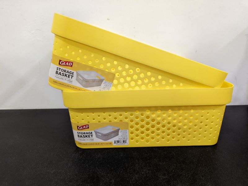 Photo 2 of GLAD - Yellow Perforated Storage Basket, 2 Gallons - 2PK