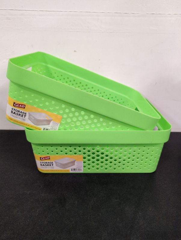 Photo 2 of GLAD - Green Perforated Storage Basket, 2 Gallons - 2PK