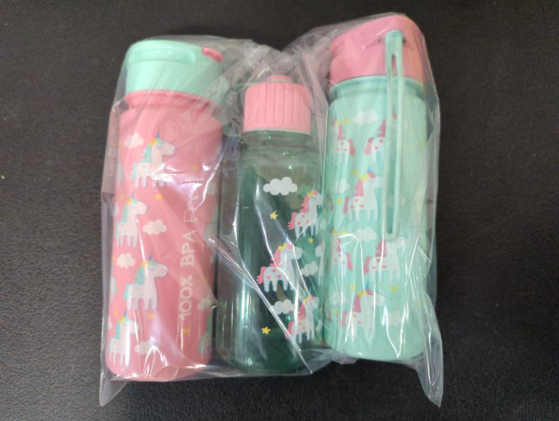Photo 3 of Clip Pac - Unicorn Water Bottle Bundle - 3 Water Bottles, see photo