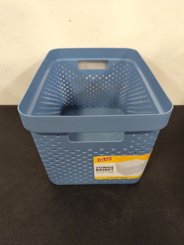 Photo 3 of GLAD - Pale Blue Perforated Storage Basket, 4 Gal.
