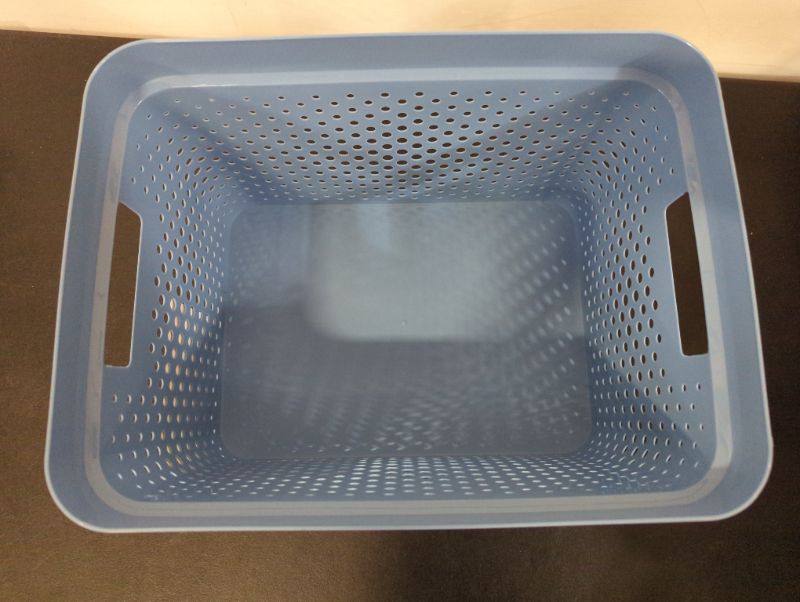 Photo 2 of GLAD - Pale Blue Perforated Storage Basket, 4 Gal.

