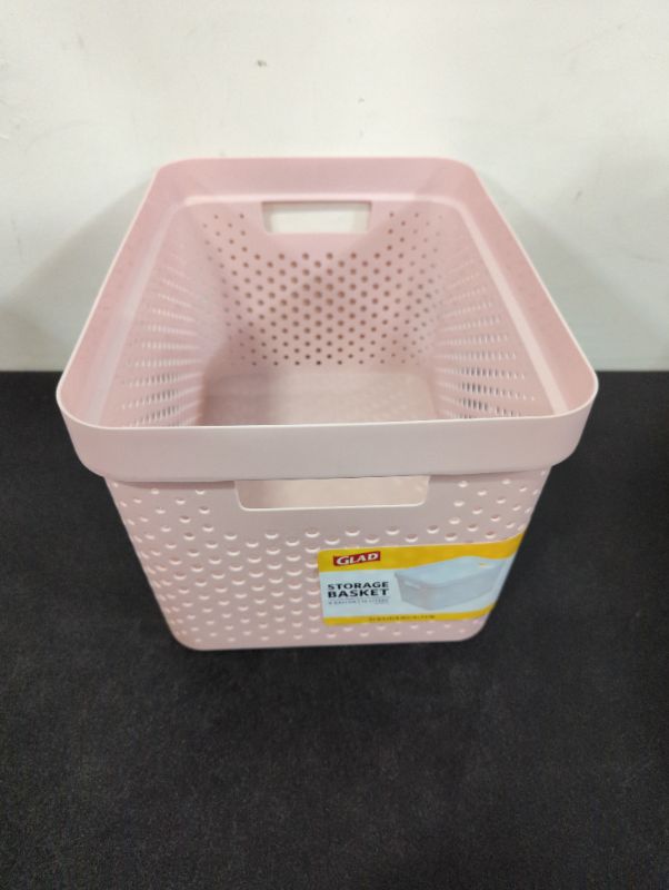 Photo 3 of GLAD - Pale Pink Perforated Storage Basket, 4 Gal.
