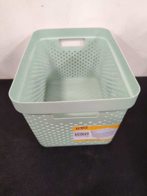 Photo 1 of GLAD - Mint Green Perforated Storage Basket, 4 Gal.
