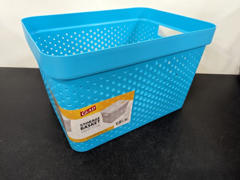 Photo 4 of GLAD - Bright Blue Perforated Storage Basket, 4 Gal.