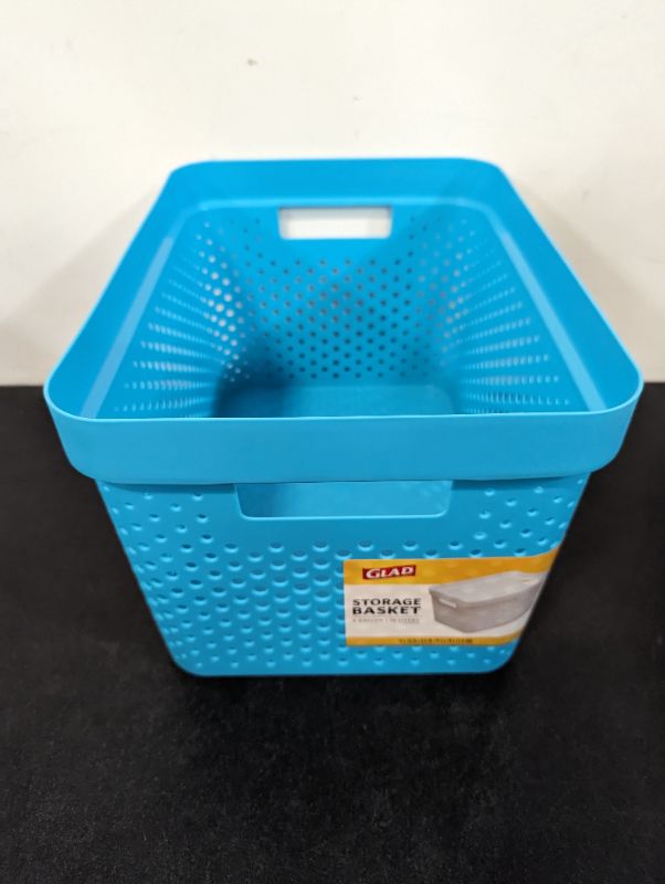 Photo 2 of GLAD - Bright Blue Perforated Storage Basket, 4 Gal.
