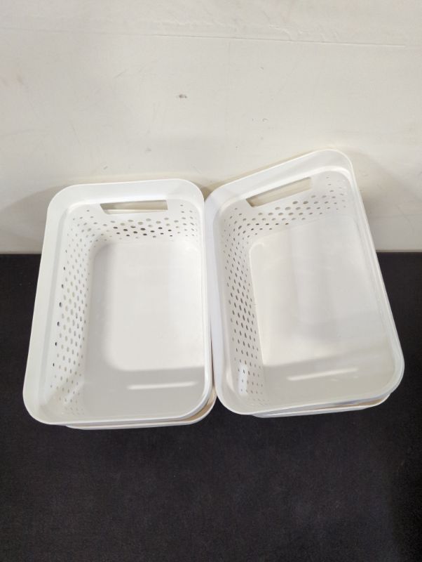 Photo 3 of GLAD - Plastic Baskets for Organizing, Set of 4 | Pantry Storage for Under Counter, Linen Closet, and Bathroom | Nesting Shelf Bins with Handles, 1 Gallon, White
