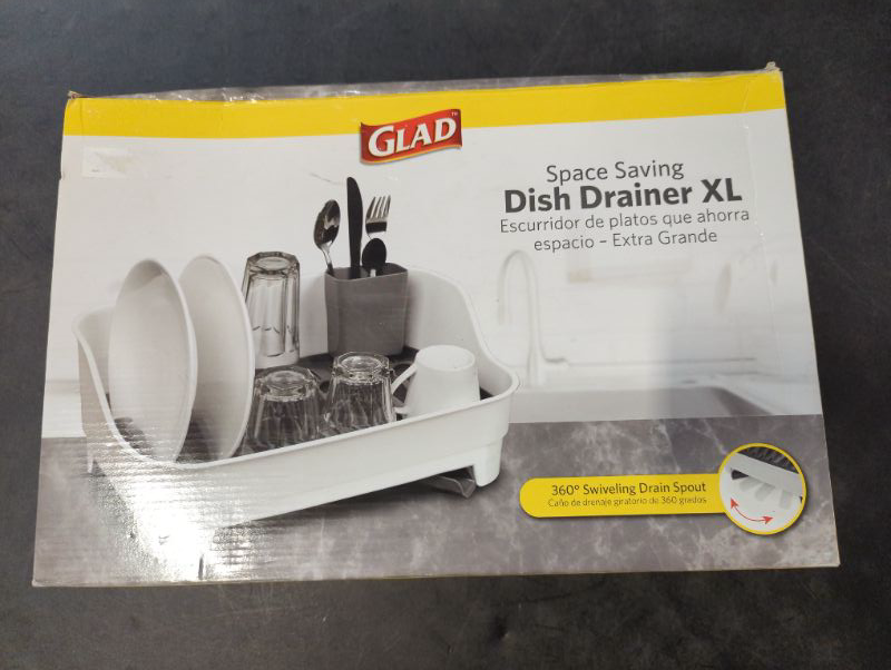 Photo 4 of Glad Dish Rack with Drainer | Kitchen Sink Organizer with Cutlery Tray | 360 Degree Drain Spout Keeps Countertop Dry | Holds Up to 12 Plates, Extra Large